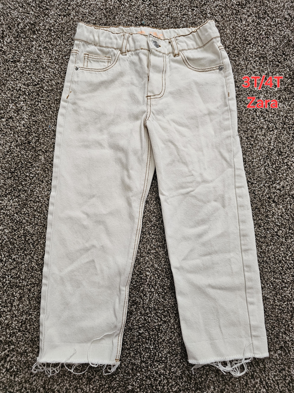 Zara Kids Cream Straight-Leg Jeans